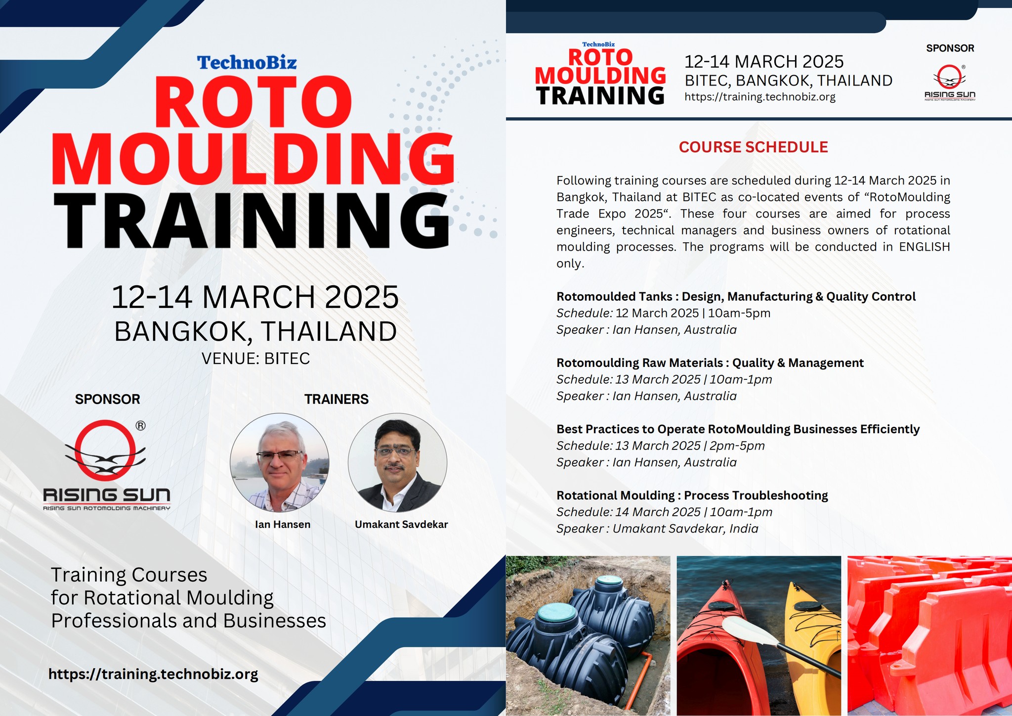 Rising Sun Rotomolding Machinery are very happy to sponsor ROTOMOULDING TRAINING 2025 in BKK